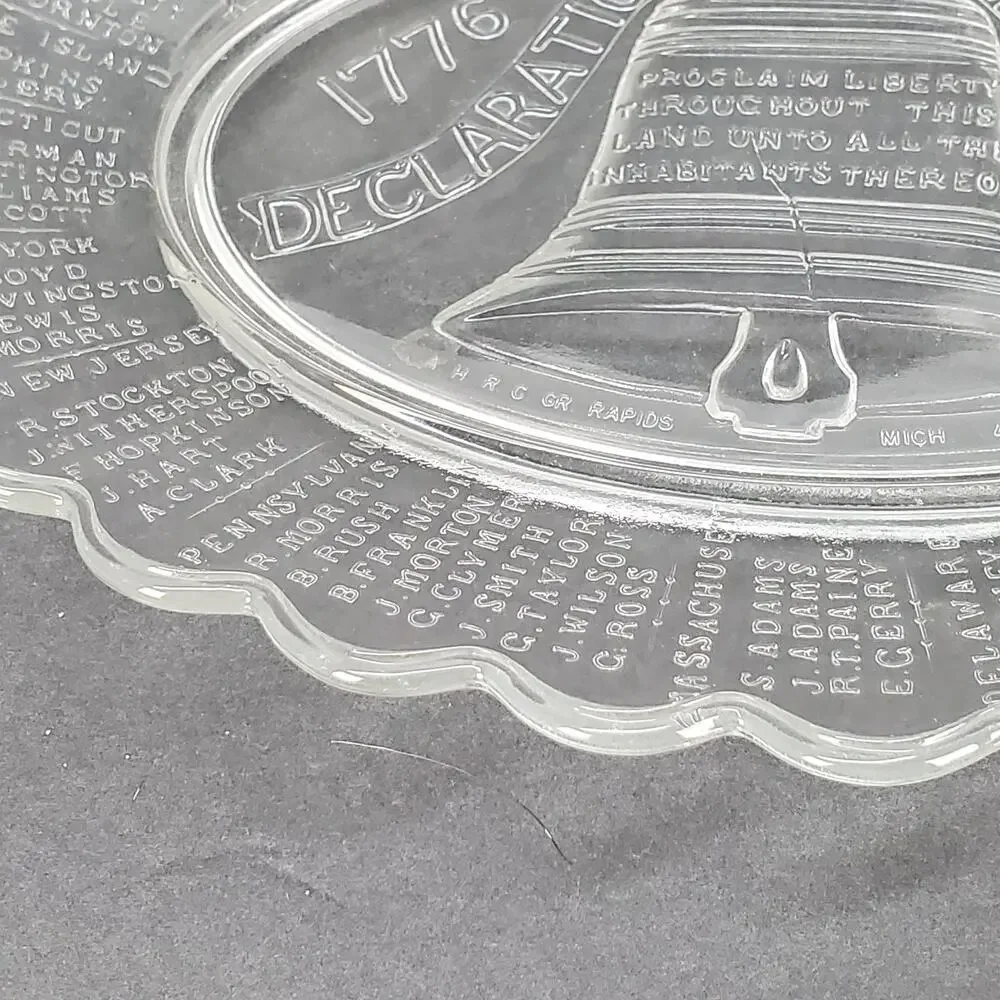 Declaration‎ of Independence 200 Years Ago Clear Glass Platter
